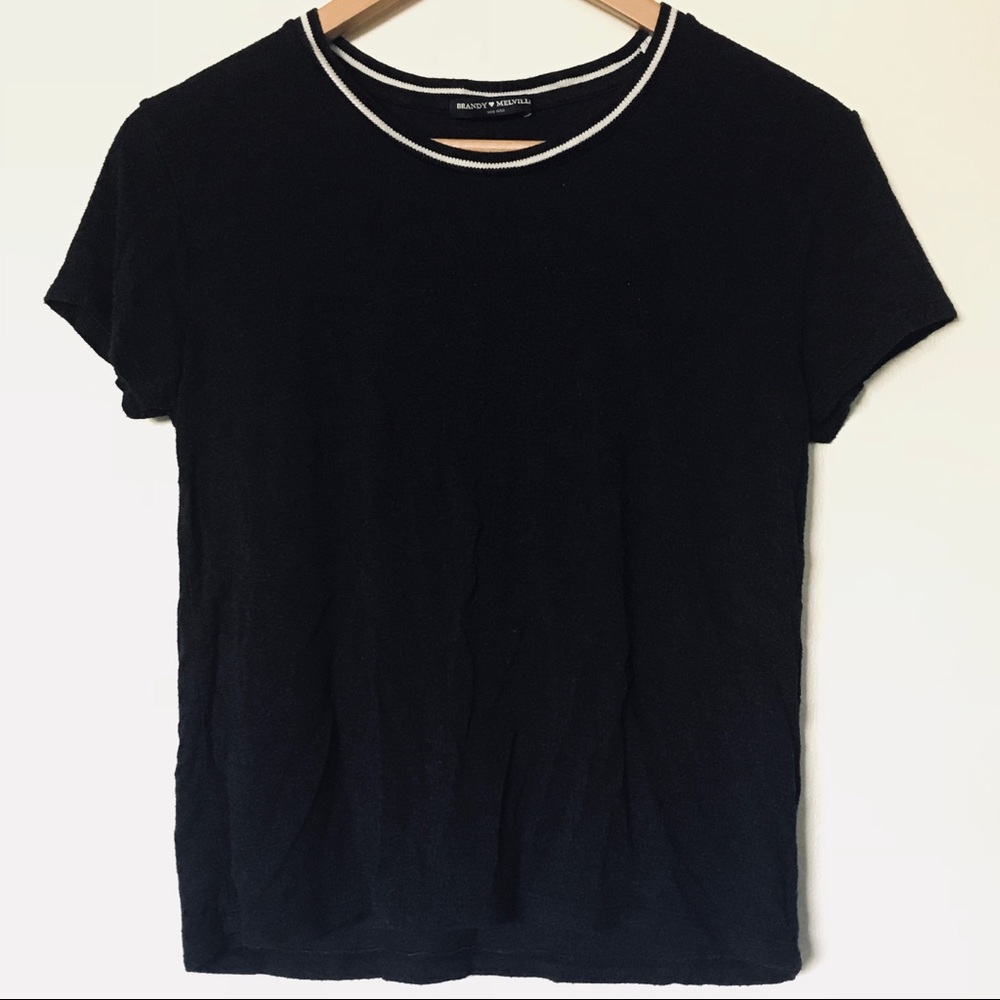 brandy melville black / charcoal ringer tee